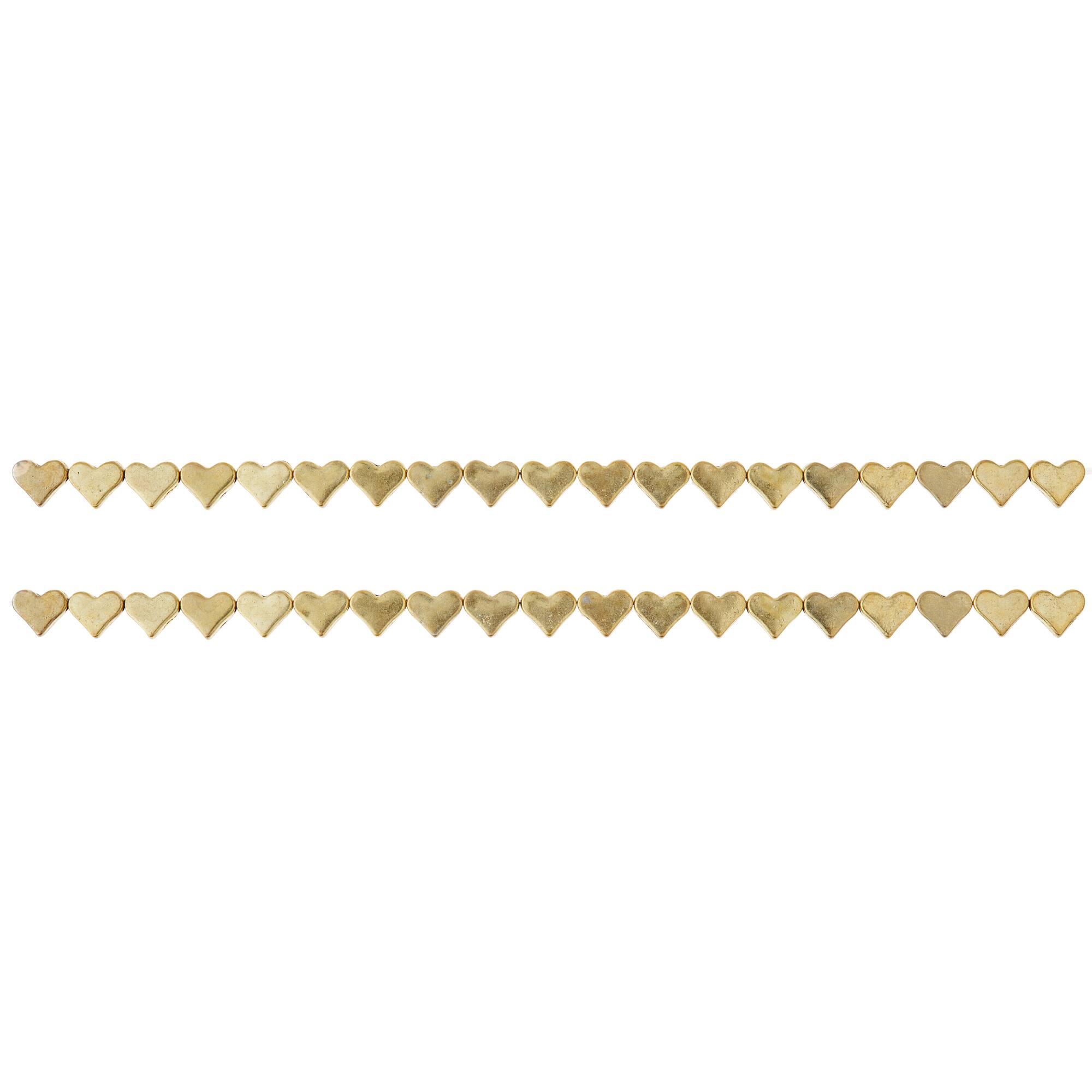 Gold Metal Heart Beads, 6mm by Bead Landing™